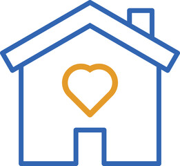 House with heart icon. Shelter, home care, safe housing, family support, love. Vector thin line illustration. Editable stroke.Art & Illustration