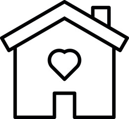 House with heart icon. Shelter, home care, safe housing, family support, love. Vector thin line illustration. Editable stroke.Art & Illustration