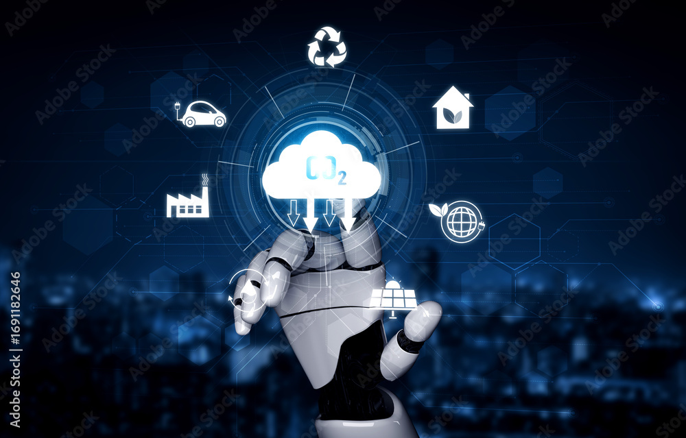 Poster ai artificial intelligence accelerates net zero goals by supporting green strategies, smart energy t