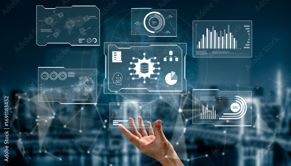 Aufkleber big data visualization dashboard showing analytics, insights, and performance. data supports decisio