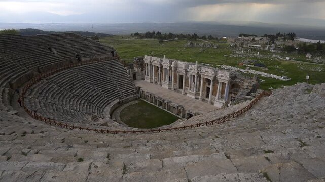 Hierapolis ancient Greco-Roman city theater in Pamukkale, Turkey