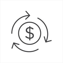 Cash flow icon stroke liner version on white background