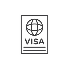 Visa icon stroke liner version on white background