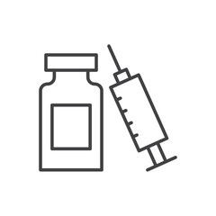 Vaccine vial icon stroke liner version on white background
