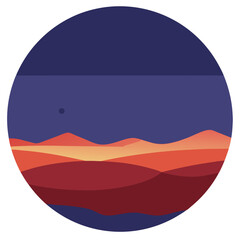 Fototapeta premium Abstract martian landscape vector illustration minimalist desert dunes hills and moon