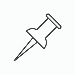 Push pin icon stroke liner version on white background