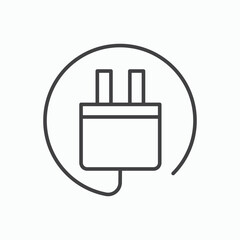 Plug icon stroke liner version on white background