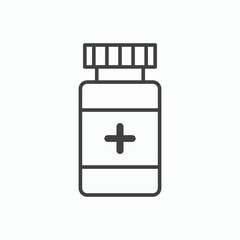 Pill bottle icon stroke liner version on white background