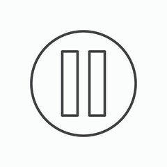 Pause button icon stroke liner version on white background