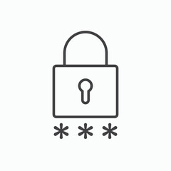 Password icon stroke liner version on white background