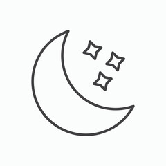 Moon icon stroke liner version on white background