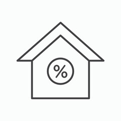 Mortgage icon stroke liner version on white background