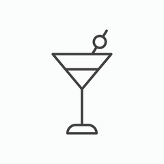 Martini glass icon stroke liner version on white background