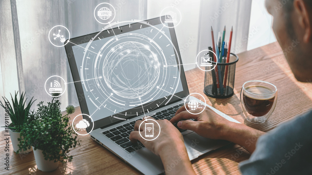 Aufkleber communication network enables digital connectivity. a strong communication network supports data tra