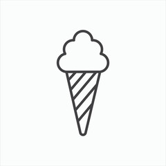 Ice cream cone icon stroke liner version on white background
