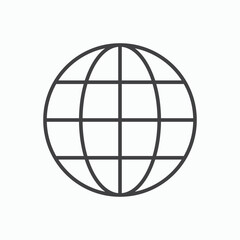 Globe icon stroke liner version on white background