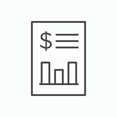 Financial report icon stroke liner version on white background