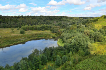Fototapeta premium Summer landscape with forest and the river. Russia
