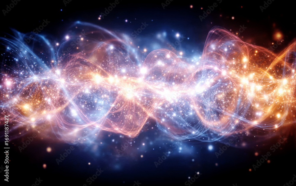 Poster abstract digital light waves with vibrant colors and dynamic patterns