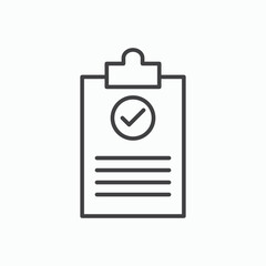 Clipboard check icon stroke liner version on white background