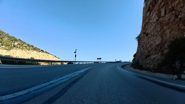 Coastal road curve.Empty winding road High quality FullHD footage