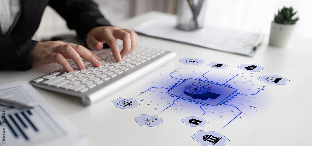 Aufkleber ai system integration connects ai, system, and integration across digital networks to enhance servic