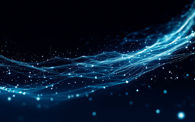 Abstract Digital Network Connections with Flowing Lines and Dots