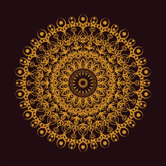 Golden mandala intricate circular pattern vector