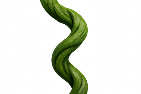 Green vine curling upwards, isolated on a transparent background, creating a natural and organic aesthetic