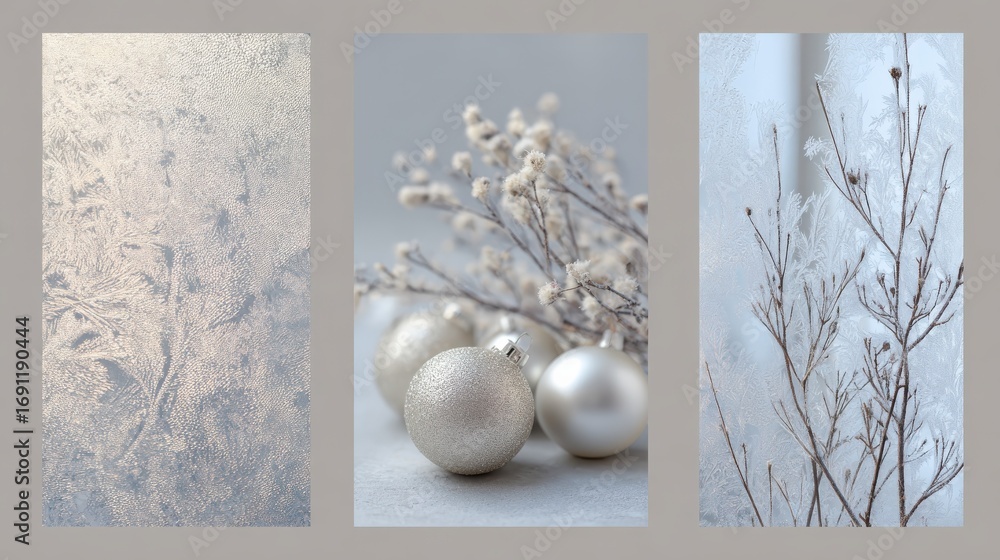Aufkleber winter snow or holiday motif shoot minimalist winter patterns a closeup of frost on a window vertica