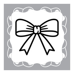 Elegant Bow Icon Design in a Decorative Frame Playful and Minimalist Design for Crafts and Celebrations