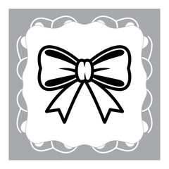 Elegant Bow Tie Illustration with Ornate Frame A Classic Symbol of Celebration and Decoration with Playful Simplicity