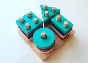 Wooden Shape Sorter for Kids with Geometric Figures