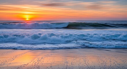 Sunrise Seascape with Gentle Waves.
