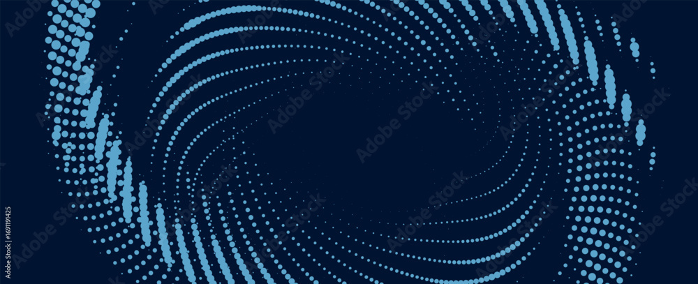 Poster flowing dot particles wave curve pattern blue and green gradient light isolated on black background 