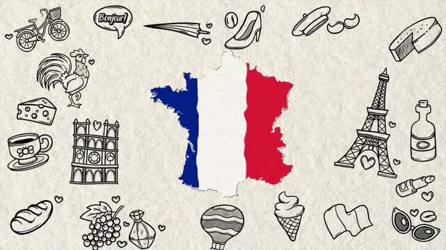 France Map and Flag Motion Graphic
