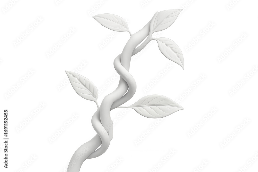 Fototapete White 3d rendering of seedling sprouting, transparent background enabling clean digital integration for graphic design layouts