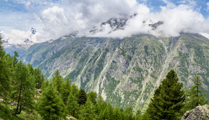 View of Cervino from Tufteren hamlet near Zermatt, Switzerland