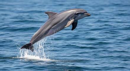 Naklejka premium Dolphin leaping out of ocean water