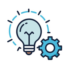 Illustration of a light bulb with a gear, symbolizing innovation and creative problem solving concept