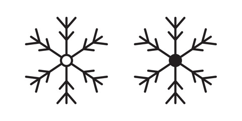 Fototapeta premium Snowflake icon. Symbol of cold, winter, snow, ice, winter weather. Vector illustration with stroke and fill on a white&nbsp;background.
