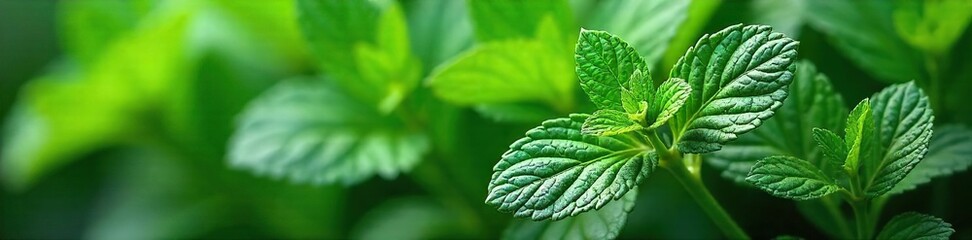 Fresh, vibrant mint leaves, lush green and healthy, ready for culinary or medicinal use Perfect for adding a refreshing touch to your recipes or herbal remedies , beverage, aromatherapy, close up