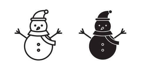 Snowman icon . Vector illustration with stroke and fill on a white background.
