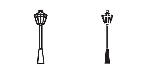 Street Lamp with Snow icon. Vector illustration with stroke and fill on a white background.