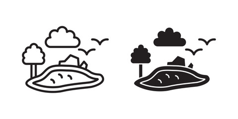 Frozen Lake icon . Vector illustration with stroke and fill on a white background.