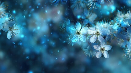 Fototapeta premium blurred blue floral bokeh background banner