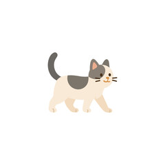 Vector cat flat icon. Cute kitten pet cartoon animal little icon. Happy simple cat isolated icon