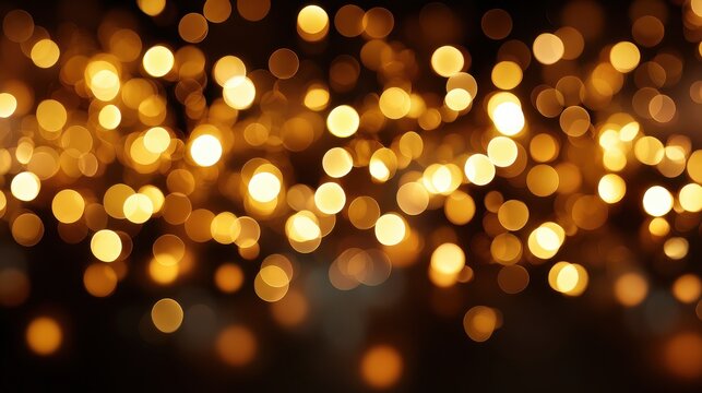 warm golden bokeh lights illuminate a dark backdrop creating an abstract pattern of soft glowing orbs ideal for backgrounds blurred shine bokeh for overlay effect bokeh light lights background bo