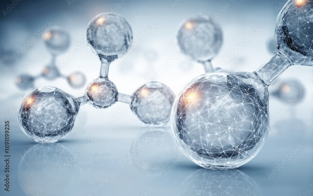 Poster 3d rendering of molecular structure displaying chemical bonds