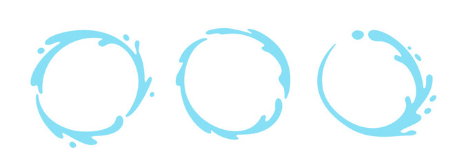 Vector water splash circle logo icon. Round water splash flat frame liquid abstract background design.